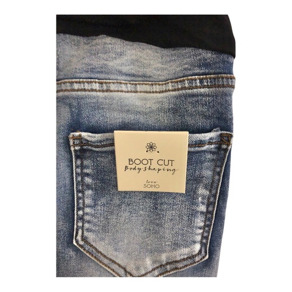 Blue washed faded look boot cut body shaping maternity jeans size large new - Picture 6 of 8